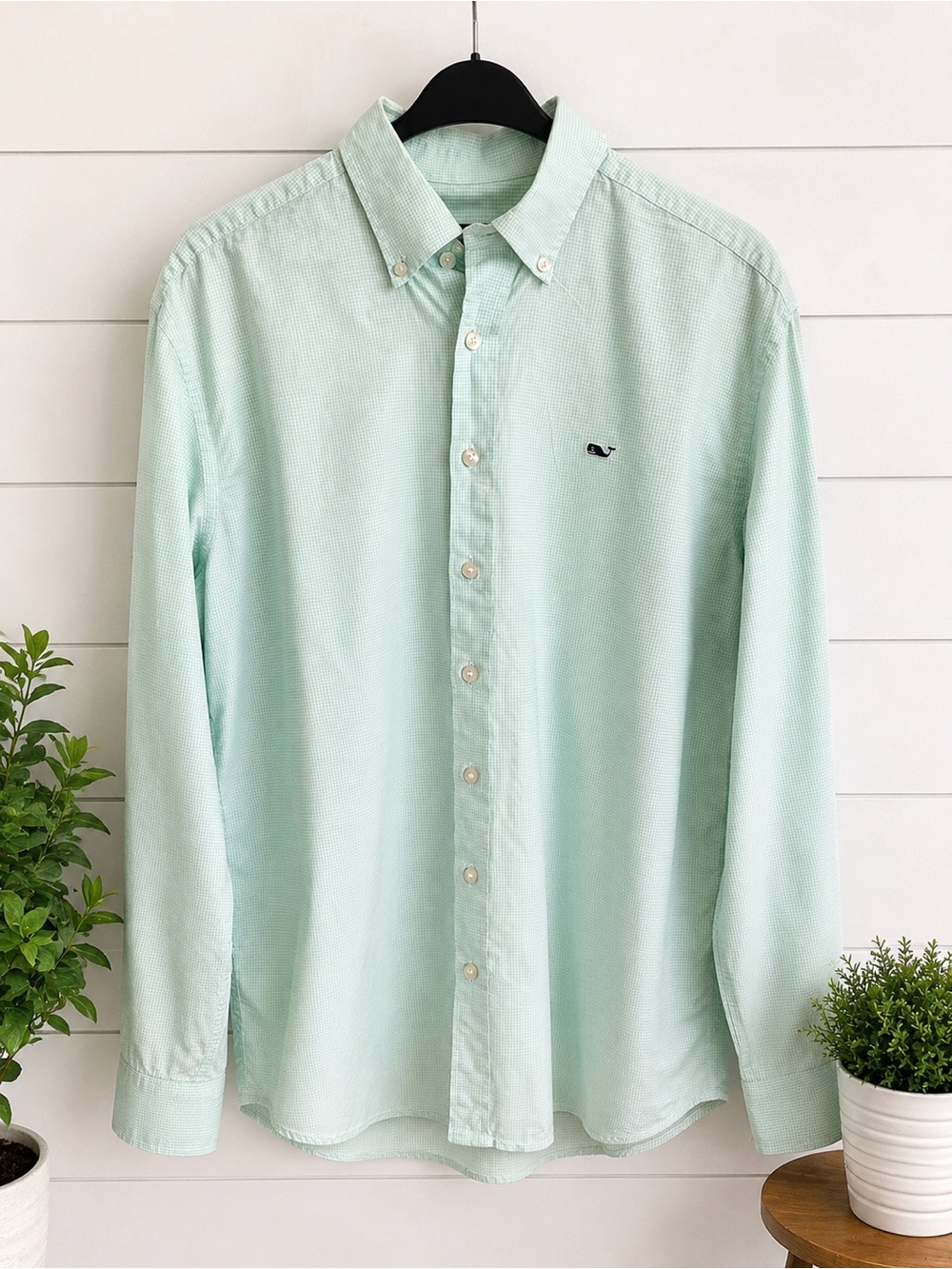 Vineyard Vines Mint Green Gingham Button-Down Shirt Men’s Medium